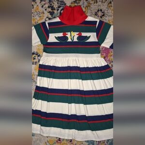 Melissa Kids Dress with Red and Green Stripes Ducks Vintage